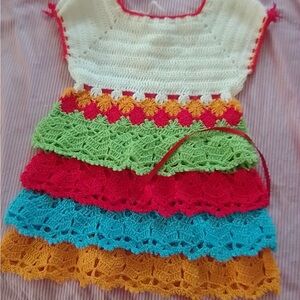 Colorful Crochet Kids Casual Dress